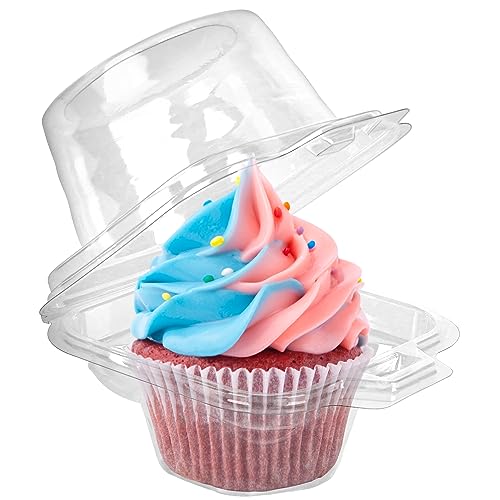 Image of LotFancy 25 Pcs Individual Cupcake Containers, Plastic Clear Cupcake Boxes, Disposable Single Cupcake Holders with Dome Lid, Stackable Muffin Carrier for Wedding Baby Shower