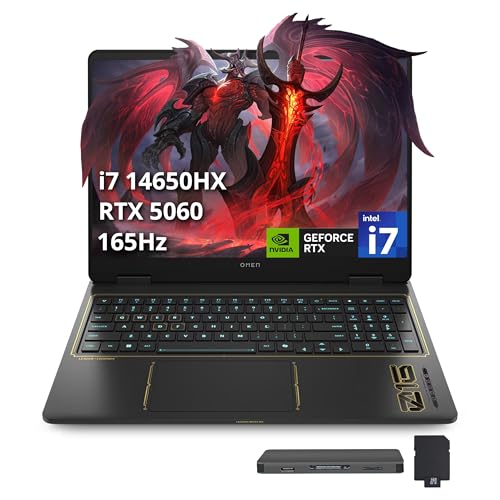 Image of HP Omen 16 inch FHD+ 165Hz Gaming Laptop, Intel i7 14650HX, NVIDIA GeForce RTX 5060 GDDR7, 32GB DDR5, 3TB Storage(2TB SSD+1TB Docking Station Set), 4-Zone RGB Backlit Keyboard, WiFi 6E, Win 11, Black