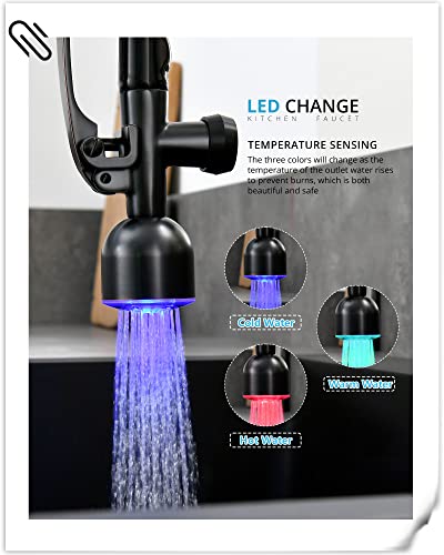 Image of Fapully Commercial Oil Rubbed Bronze Kitchen Faucet Pull Down Sprayer