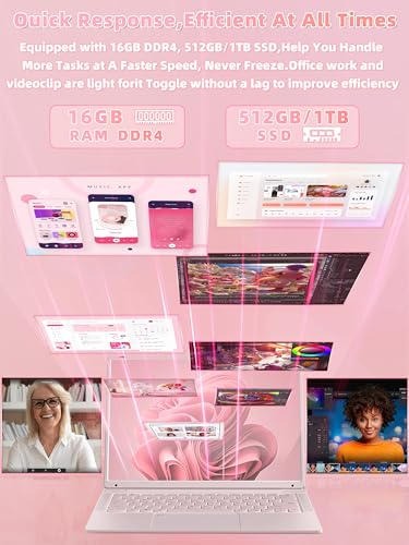 141-Zoll-Laptop-Pink-16-GB-RAM-512-GB-SSD-N150-Prozessor-bis-zu-36-GHz-2K-UHD-2160--1440-IPS-Display-Webcam-WLAN-beleuchtete-Tastatur-6000-mAh-Akku-tragbares-Studenten-Notebook - Sparfuchs24.io - Preisvergleich & Top Angebote Online