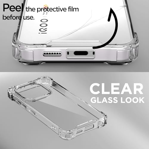 Image of Amazon Basics Back Cover for iQOO 15 5G PC + TPU Clear Transparent Raised Edges Shockproof Protective Phone Bumper Case (Transparent)
