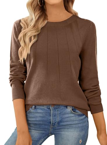 BLENCOT Jersey básico de punto para mujer, marrón, M