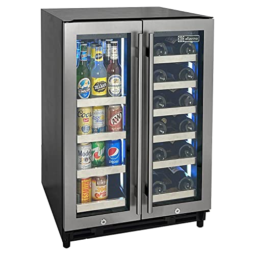 Image of Allavino 24 inch Wide 18 Bottle /66 Cans Dual Zone Stainless Steel Wine Beverage Center VSBCW34FD-2S
