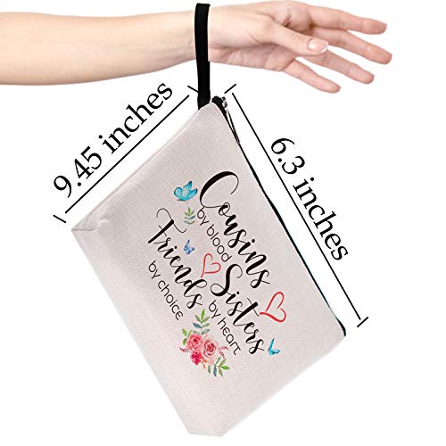 Cousin Gifts for Women, Cousin Birthday Gift Cousins by Blood, Sisters by Heart, Friends by Choice hanksgiving Christmas Graduation Wedding Gifts for Women, Girl, Her Cousin Makeup Bag4