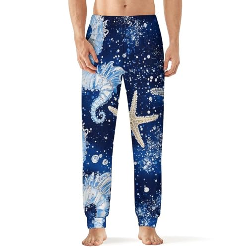 Seahorses And Starfish Men's Pajama Pants Lounge Pant Sleepwear PJ Bottoms