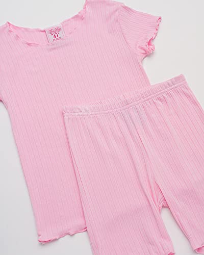 Girls' Pajama Set - 8 Piece Rib Knit Sleepwear Shirt and Pajama Shorts (4-6X)3