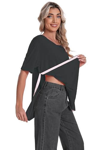 Post Shoulder Surgery Shirt for Women Short Sleeve V Neck Rotator Cuff Broken Arm Recovery Must Haves Clothing Comfy Shirts3