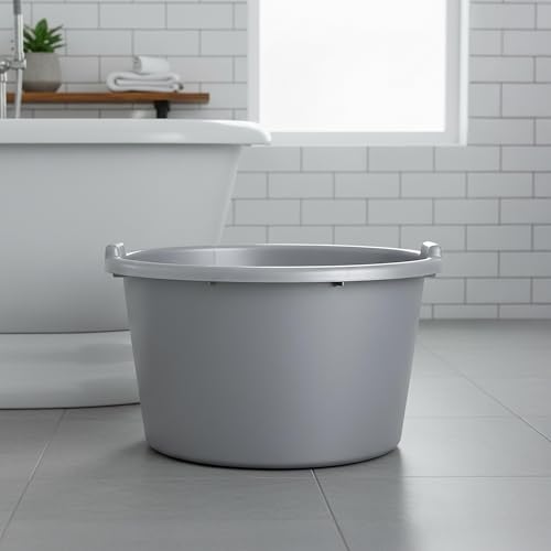 Kuber Industries 50 LTR Plastic Deep Bath Tub Large Capicity with Handle Grip | Multipurpose Storage, Washing, Baby Bathing Tub for Kids & Adult | Grey