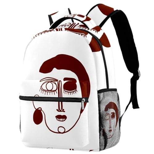 Sac à dos motif tête humaine dessiné à la main, style abstrait unique et coloré