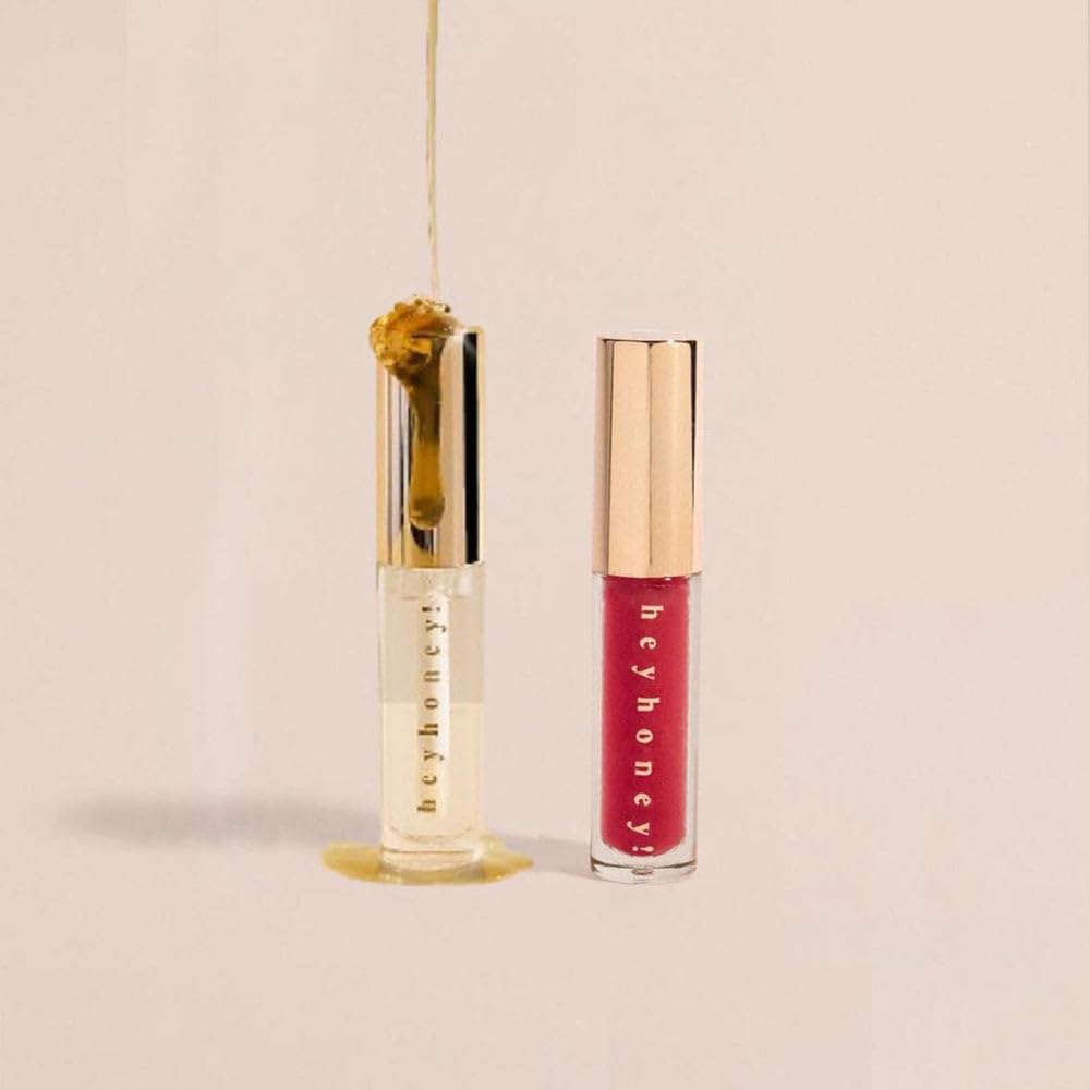 Duo Labbra rosse lucide – HeyHoney Miele Lip Plumping & Siero nutriente (10 ml) + HeyHoney - Olio per labbra colorato di anguria con acido ialuronico, oli vegetali e SPF (10 ml)