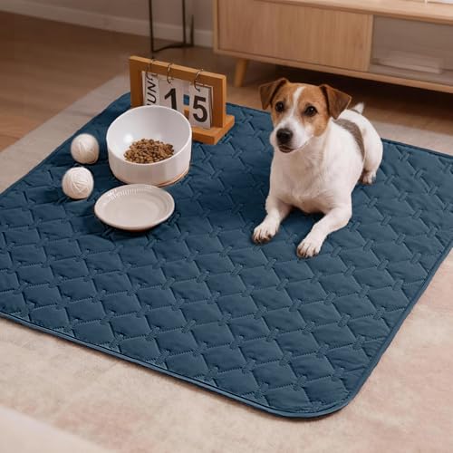 Image of gogobunny 100% Double-Sided Waterproof Dog Bed Cover Pet Blanket Sofa Couch Furniture Protector for Puppy Large Dog Cat, Reversible (30x30 Inch (Pack of 1), Dark Blue /Light Blue)