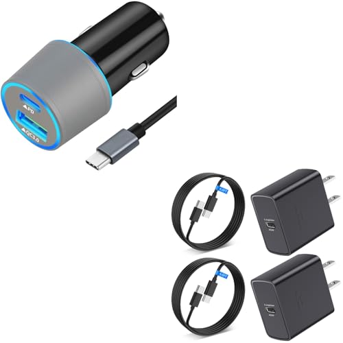 Looptomo 30W Power Delivery & Quick Charge 3.0 Car Adapter with 3.3FT Type-C Cable + 45W Super Fast Charger USB C Android Phone Block GaN Type C Charger Adapter(with 2Pack 6.6FT Cable) -  Looptimo