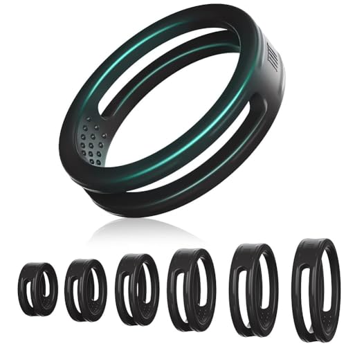 Sadodo 2.6-5.7cm Silikon 6 Stück Penis Ring Penisringe Set Stretcher Enhancer Ball Hodensack Hodenringe Cock Ring für Männ Sexspielzeug Erektionshilfen Längeren Sex Spielzeug Geschenk (Schwarz Loch)