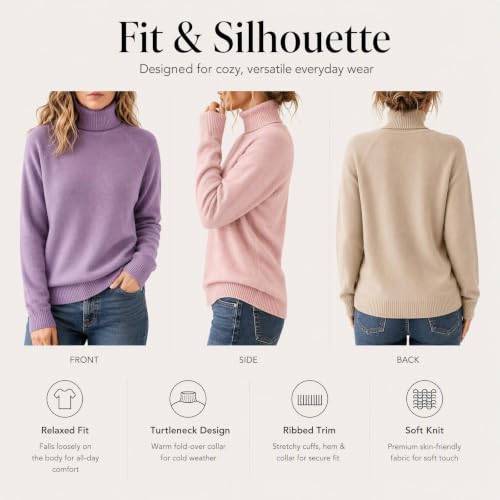 Turtleneck Sweaters for Women Casual Pullover Tops Warm Sweater Purple - image 4