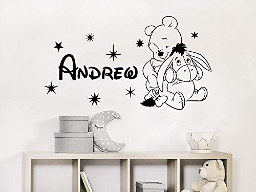 Winnie the Pooh Name Wall Decal. Classic Pooh Personalized Name Vinyl Sticker. Pooh Sticker Above Crib ER31