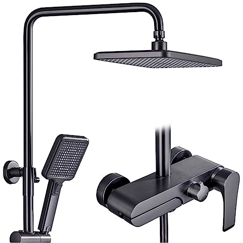 ZYCHSJXA Conjunto de grifería de Ducha Gris Oscuro con caño para bañera, 3 Funciones, Mezclador Monomando, Ducha de Lluvia de 30 cm y Ducha de Mano de 2 Modos, Altura Ajustable.