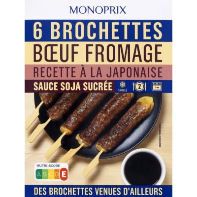 Monoprix Brochettes boeuf fromage recette a la japonaise - La boite de 6 - 226 g
