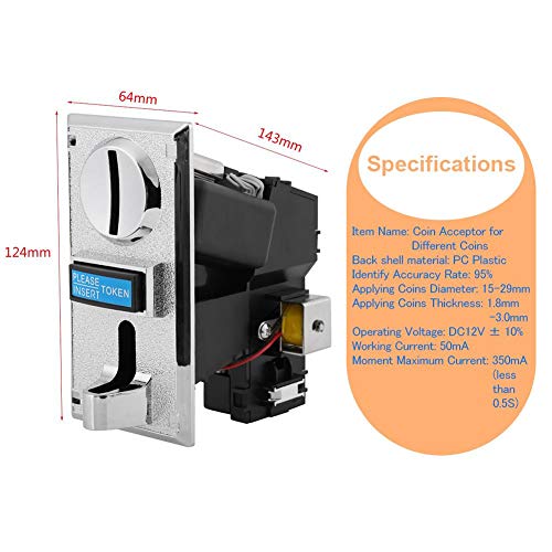 Coin Acceptor, Akozon Accettatore di Monete 6 Tipi per Distributore Automatico Automata Game Gettoniera Selettore Lanciatore