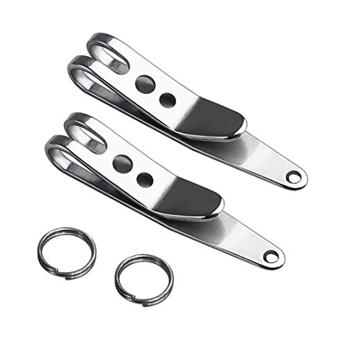 UltraTac Keychain Pocket Clip, Multi-Purpose Pocket Suspension Clip and Key Ring Holder for EDC - Stainless Steel (2 Pack)