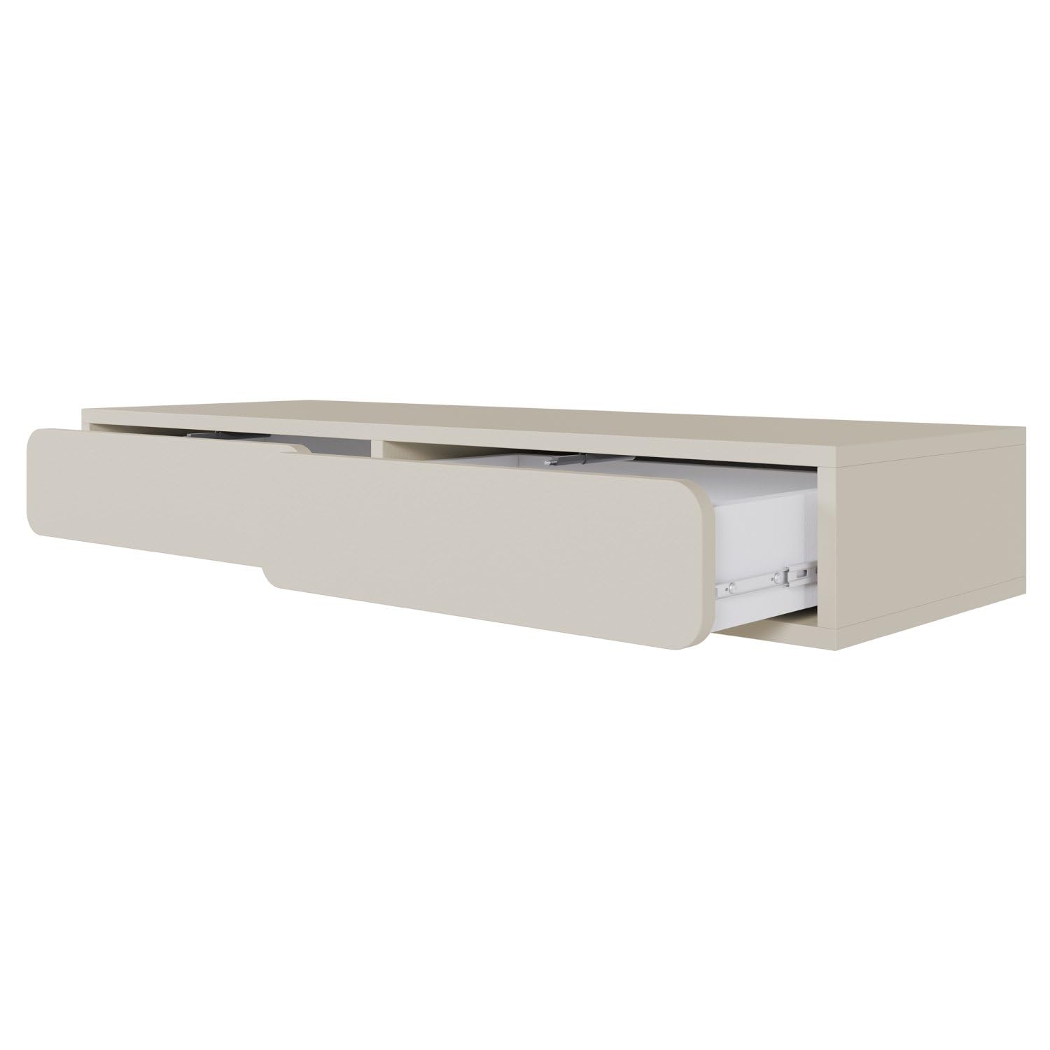 Selsey Wuwu Schminktisch Graubeige 110x35x17 cm, Minimalistisches Design Mit Push-to-Open Schubladen, Hängend Montierbar, Robuste Laminierte Spanplatten, Perfekt Für Schlafzimmer & Ankleidezimmer