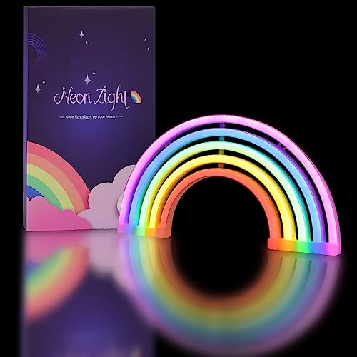 Mangueras, Home Improvement Bulaned Letreros de Luz de Neón Arcoíris, Decoración de Arco Iris, Deng Luces LED de Neón Arcoíris para Decoración de Pared, Luz de Noche de Arco Iris PAI