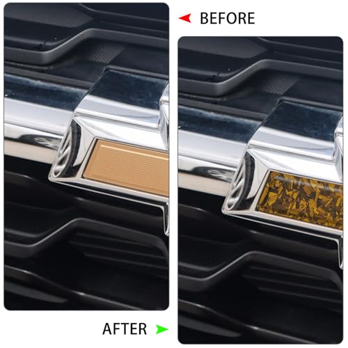 Image of QianBao Compatible with Gold Forged Carbon Fiber Vinyl Wrap 11.8 inch x 4 inch Chevy Bowtie Emblem Wrap Kit with Spatula and Cutter 3 Pcs Universal Logo Overlay
