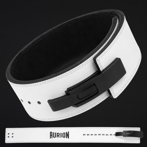 Image of Aurion 10mm Lever Weight Lifting Belt for Men & Women, 4-Inch Wide Powerlifting Gym Belt with Black Fixed Lever, Heavy Duty Deadlift Belt for Squats, Strength Training & Back Support (M)