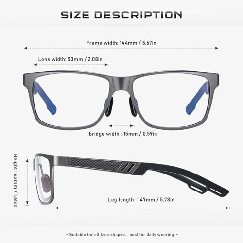 Blue Light Blocking Glasses for Men/Woman Gaming Computer Screen Glasses Metal Frame Eyeglasses, A01