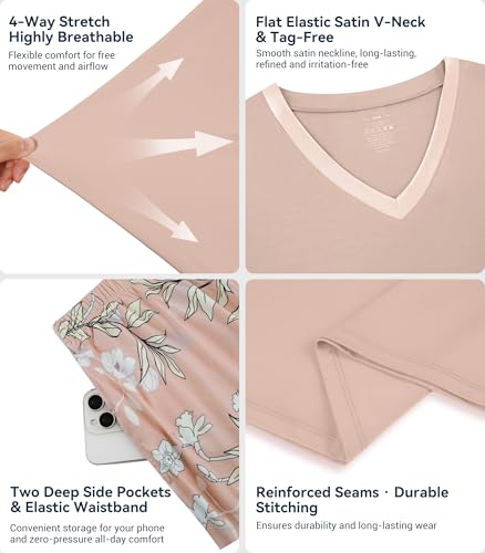 Image of WiWi Viscose from Bamboo Pajamas Set for Women Super Soft Short Sleeve Cooling Summer Plus Size Pjs Sets Sleepwear S-4X
