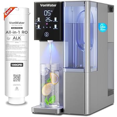VonWater CT910G Alkaline Mineral Countertop Reverse Osmosis Water Filter - 2 Filters (1 RO + 1 Remineralization pH+ RO) for 4-Year Lifespan, 8-Stage Filtration, NSF 372,42,58, Reduce TDS PFAS, Bundle