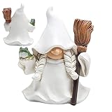 shengyi Halloween Garden Gnomes Resin White Halloween Garden Gnomes Figurines White Gnome Resin Garden Decor for Outside Gnomes Garden Statue for Garden Yard Patio Lawn
