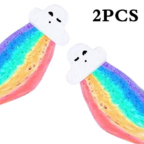 2PC rainbow cloud bath bombs,Float on Water&Release Vivid Rainbow Color, Moisturize Dry Skin for women,Kids gift