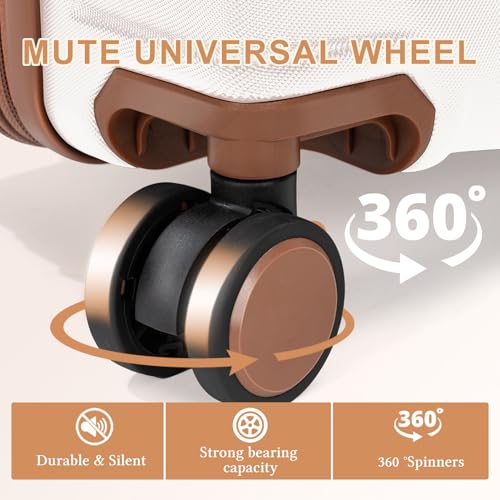 Image of 6 piece Luggage Set Expandable Suitcase 22x14x9 Airline Approved Carry on, ABS Hard Case Suitcases with Spinner Wheels, TSA Lock, (Beige)