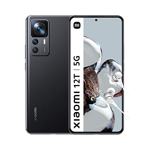 Xiaomi 12T 5G - 8+128GB スマートフォン、6.67インチ 120Hz AMOLED スクリーン、Dimensity 8100-Ultra、108MP プロカメラ、スマート ハイパーチャージ 120W、5000mAh、コズミック ブラック (ES バージョン + 3 年保証)