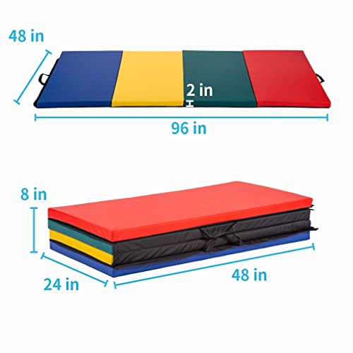 Bestmassage YM-R4-CM Gymnastics Mat Gym Mat 4 Folding Lightweight Tumbling Mat 2 Inches Thick Yoga Exercise Mat Portable Mat Equipment thumb #6