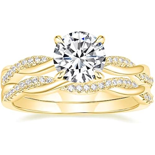 Mameloly 1.5ct Engagement Ring for Women Round CZ Wedding Bridal Ring Sets