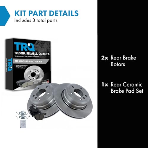 Image of TRQ Rear Brake Pad and Rotor Set Ceramic Vented Rotors | For 2006-2007 BMW 525xi 530xi 2008 528xi 535xi xDrive 2010 528i