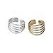 Handmade Silver 2Pcs Tiny Multi Band Thin Ear Cuffs Non-Piercing Huggie Earrings, 1xSterling Silver 1xGold Plated, Dainty Fake Cartilage Helix Non-Pierced Ear Wrap Clip on for Women, By Miya Jewelry