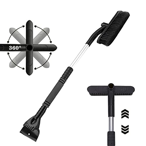 ZHSIHAI Brosse à Neige pour Voiture, Grattoir à Glace Brosse à Neige, Brosse à Neige Rétractable, Brosse à Neige pour Amovible, Brosse à Neige avec Poignée en Mousse. (Brosse à Neige Noire) Cover