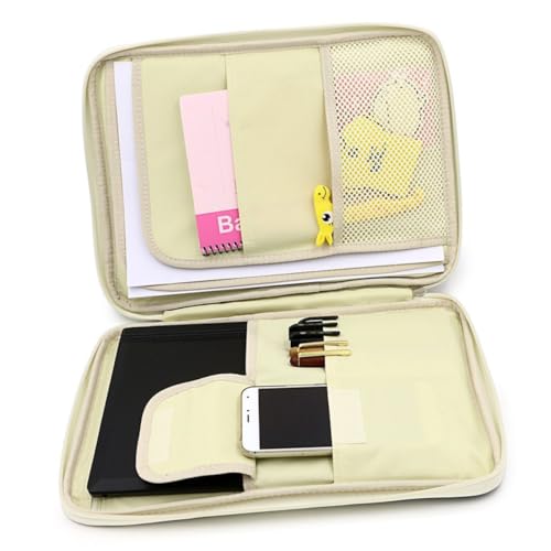 Angoily Multi-Functional A4 Document Bag Zipper Portable Briefcase Organizer for Men and Women Versatile Storage Case for Business Trips and Meetings Black