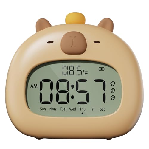 Reloj despertador estético, bonito diseño de silicona, niveles de brillo ajustables, brillo suave y cálido, decoración ideal para adolescentes, ideal para dormitorio, estudio, escritorio, mesita de