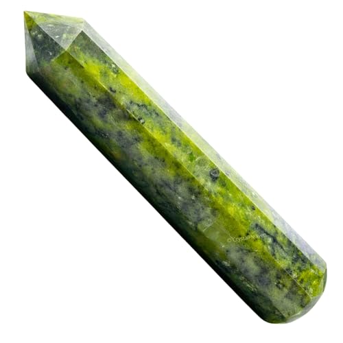 Image of Green Jade Crystal Wand - Pointed Crystal Wand for Energy Healing, Chakra Balancing, Meditation and Home Decor - Crystals and Healing Stones for Gift