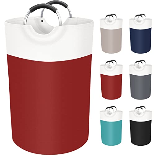 Image of BlissTotes Laundry Basket, Laundry Hamper, Collapsible Laundry Baskets, Dirty Clothes Hamper, Waterproof Laundry Basket with Foam Protected Aluminum Handles for College Dorm, Family 75L (Red) | Collapsible Dirty Clothes Hamper, Foldable Laundry Bag for Dorm, Waterproof Fabric, Padded Aluminum Handles