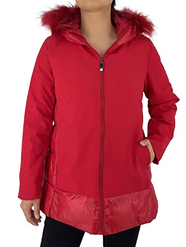 JOPHY & CO. Parka Hiver Femme Manteau à Capuche et Véritable Fourrure (cod. 881092), rouge, L