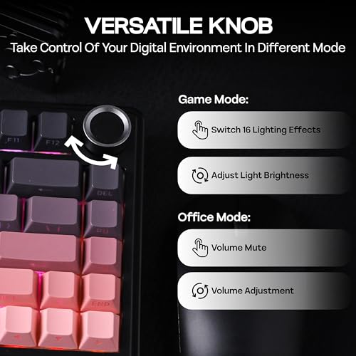 Image of MechLands Aula F75 PRO 75% Wireless Gaming Keyboard, Gasket Mechanical Custom Keyboard with Five-Layer Padding, BT /2.4GHz /USB-C, Hot Swappable, Knob, RGB, Reaper Switches (Black Pink)