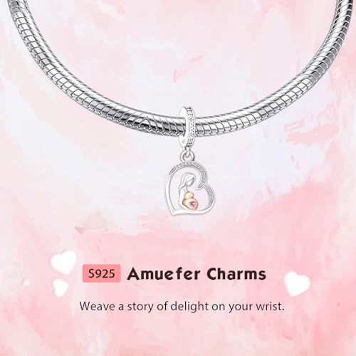 Image of Mothers Day Birthday Number Love Family Friendship Graduation Auntie Grandma Dad Mom Charms for Pandora Bracelets Necklaces, Gifts Women, for Anniversary Valentines Christmas