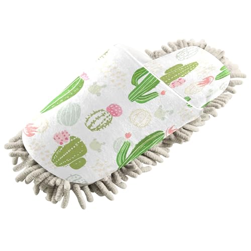 Kigai Cacti Mop Slippers for Floor Cleaning, Slippers for Women Men, Microfiber Floor Cleaning, L