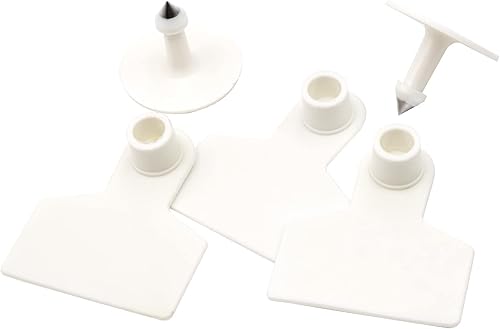 Etiquetas de oído en blanco, 100 unidades de etiquetas de oído en blanco de identificación de ganado para ganado, vaca, cerdo, cabra, oveja, perro