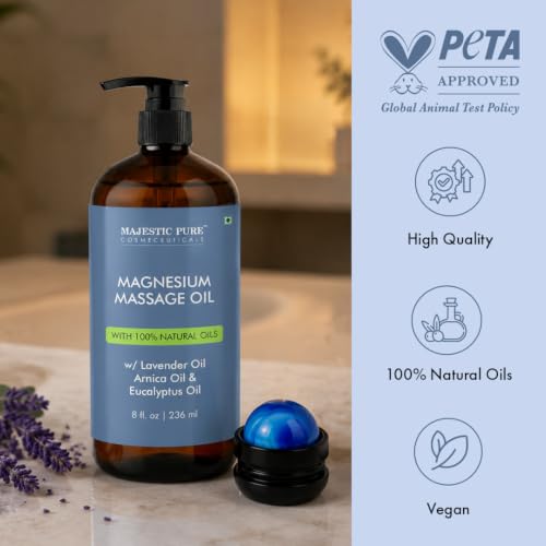 Image of Majestic Pure Magnesium Massage Oil with Lavender Arnica & Eucalyptus- 8 Oz