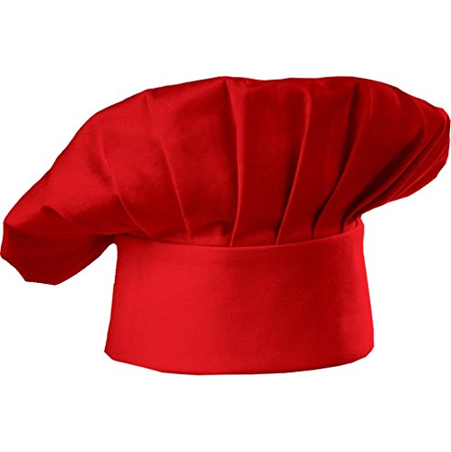 Hyzrz Chef Hat Adult Adjustable Elastic Baker Kitchen Cooking Chef Cap (One Size Red)